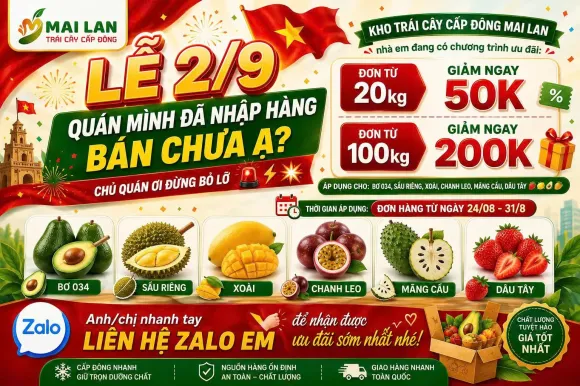 BƠ CẤP ĐÔNG MAI LAN CHÀO MỪNG QUỐC KHÁNH 2/9 – ƯU ĐÃI ĐẶC BIỆT CHO KHÁCH HÀNG NHẬP SỈ